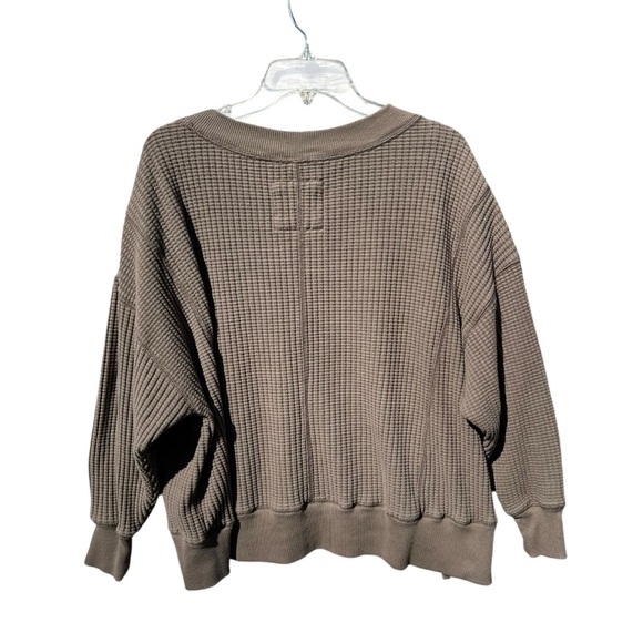 🌻 American Eagle Big Hug V-Neck Waffle Sweatshirt Size XS - Picture 4 of 7